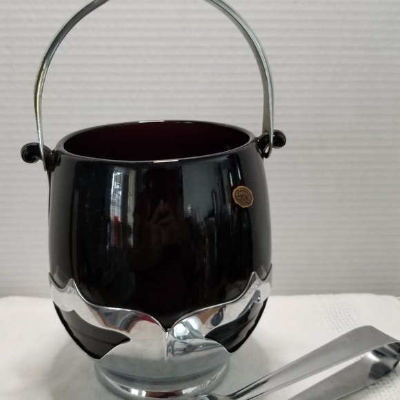 Vintage Farber Bros and Cambridge Glass Tally Ho Amethyst Ice Bucket - Picture 1 of 8